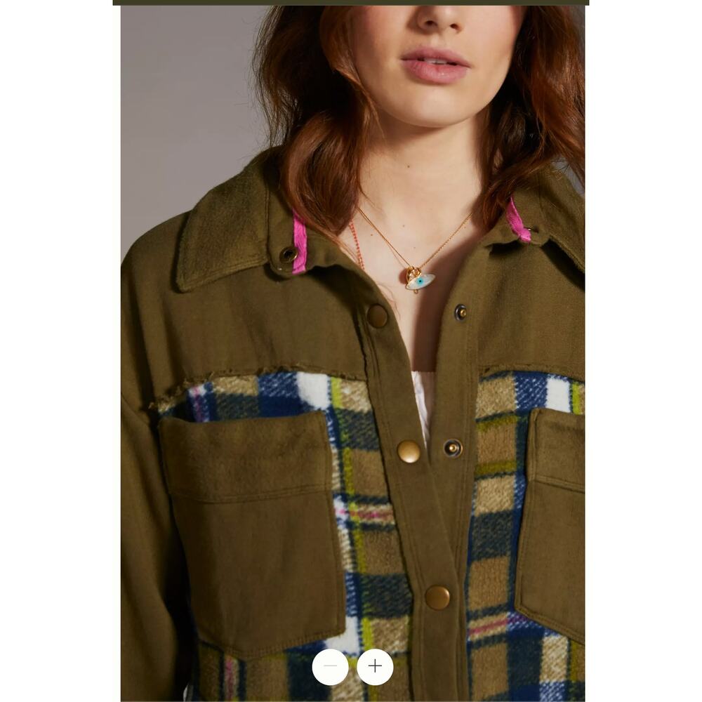 ANTHROPOLOGIE Pilcro Plaid Contrast Shirt Jacket // XS - Picture 2 of 14